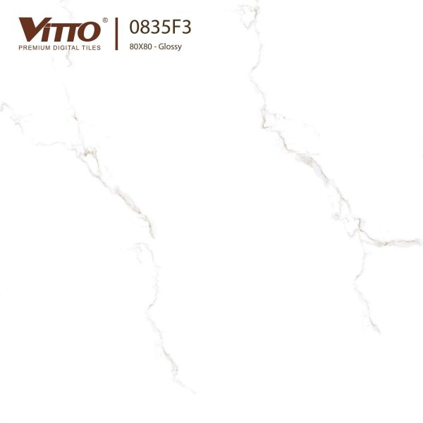 Gạch lát nền Vitto 0835F3 kích thước 80x80 (Màu trắng vân xám)