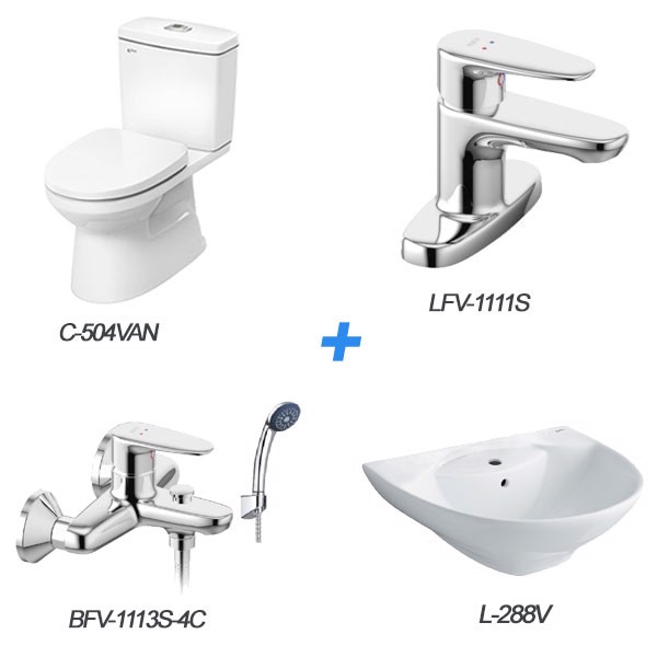 Combo bồn cầu Inax C-504VAN + L-288V chậu lavabo + LFV-1111S + BFV-1113S-4C