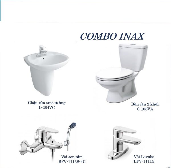 Combo bồn cầu Inax C-108VA + L-284V chậu lavabo + bộ phụ kiện LFV-1111S+BFV-1113S-4C