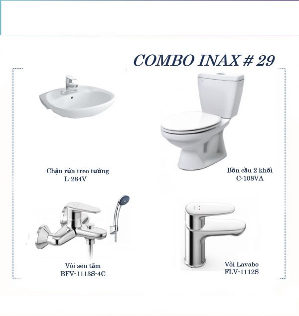 Combo bồn cầu Inax C-108VA + L-284V chậu lavabo + bộ phụ kiện LFV-1112S+BFV-1113S-4C