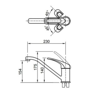 Bản vẽ Vòi rửa bát Inax SFV-212S