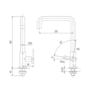 Bản vẽ Vòi rửa bát Inax SFV-30