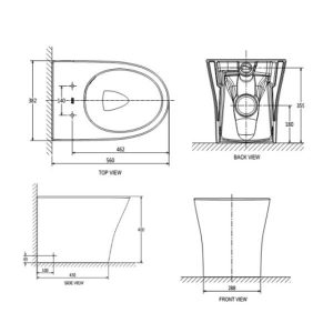 Bản vẽ bàn cầu đặt sàn American Standard WF-2141S