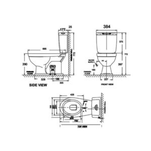 Bản vẽ bồn cầu 2 khối AMERICAN VF-3322