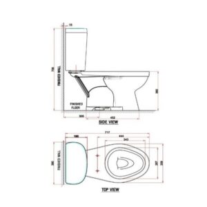 Bản vẽ bồn cầu American hai khối VF-2398SL