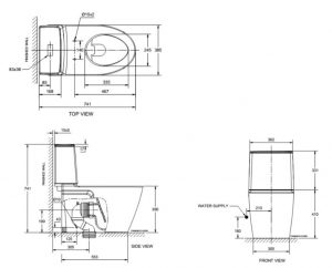 Bản vẽ bồn cầu hai khối American Standard 2307-WT