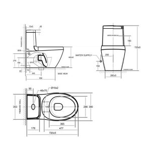 Bản vẽ bồn cầu một khối American Standard 2029-WT