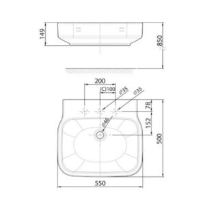 Bản vẽ chậu rửa mặt lavabo AMERICAN WP-F628