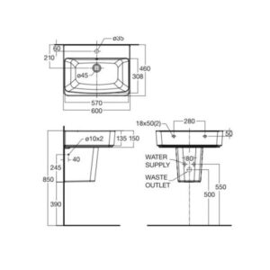 Bản vẽ chậu rửa mặt lavabo American 0707-WT