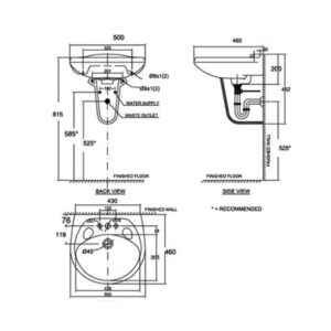 Bản vẽ chậu rửa mặt lavabo American VF-0969.3H