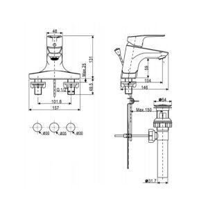 Bản vẽ kỹ thuật vòi chậu rửa mặt lavabo American Standard WF-0302