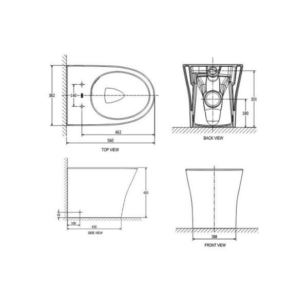 Bản vẽ lắp đặt bồn cầu đặt sàn American Standard WF-2141S