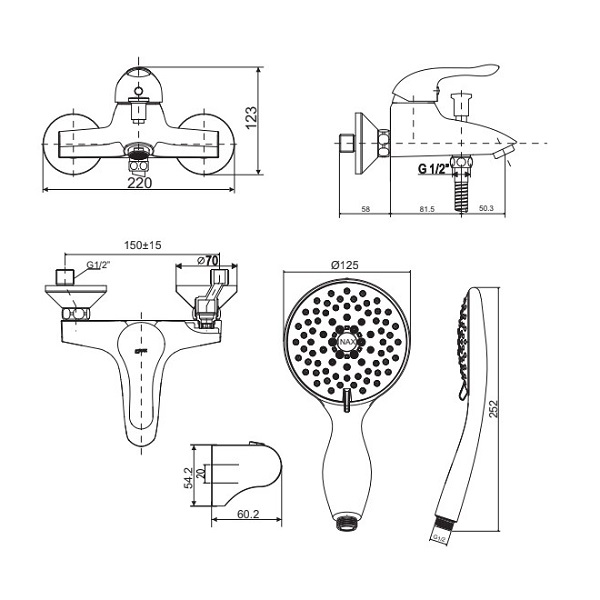 Bản vẽ lắp đặt sen tắm Inax nóng lạnh BFV-223S