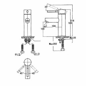 Bản vẽ lắp đặt vòi chậu rửa mặt lavabo Inax LFV-8000S