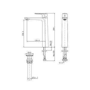 Bản vẽ thiết kế vòi chậu rửa American Standard WF-1702