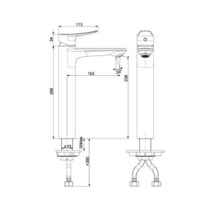 Bản vẽ vòi chậu rửa mặt lavabo American Standard WF-0902