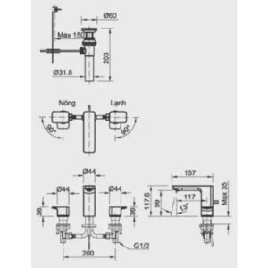 Bản vẽ vòi chậu rửa mặt lavabo INAX LFV-5010S