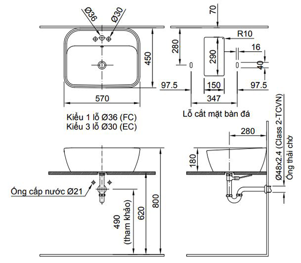 chậu rửa mặt Inax L-296V