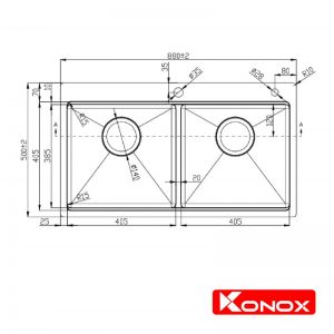 Chậu rửa bát Konox 2 hố KN8850TD