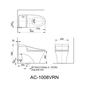 Bản vẽ bồn cầu inax AC-1008R
