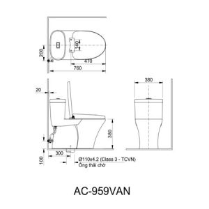 Bản vẽ bồn cầu inax AC-959A