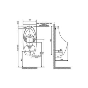 Bản vẽ Bồn tiểu nam treo tường American WP-6737