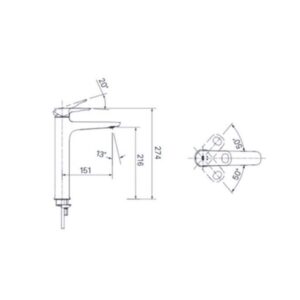 Bản vẽ Vòi chậu rửa mặt lavabo INAX LFV-652SH