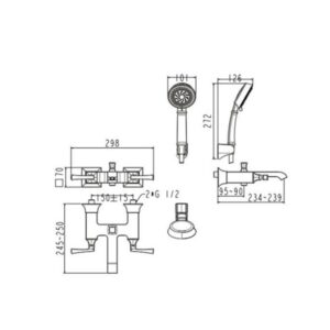 Bản vẽ Vòi tắm gắn tường American WF-1611