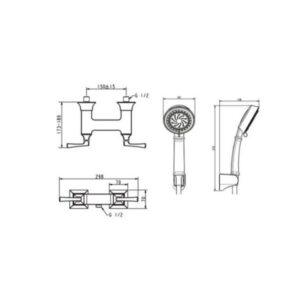 Bản vẽ Vòi tắm gắn tường American WF-1612