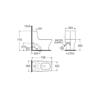 Bản vẽ bồn cầu 1 khối American Standard Nobile WP-2060