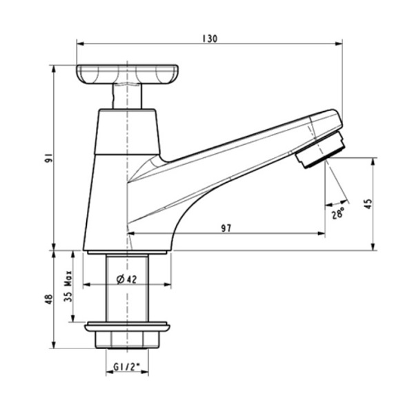 Bản vẽ kĩ thuật vòi chậu rửa mặt lavabo American WF-T701