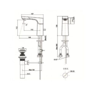 Bản vẽ vòi chậu rửa mặt lavabo American Standard La Moda WF-0801