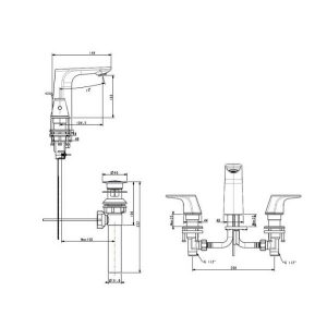 Bản vẽ vòi chậu rửa mặt lavabo American Standard WF-1703