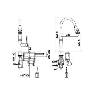 Bản vẽ vòi rửa bát cảm ứng American Standard WF-5644