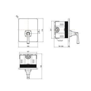 Bản vẽ vòi sen âm tường American WF-1622