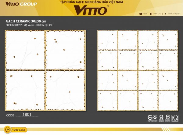 Phối cảnh Gạch lát nền VITTO 30x30 1801