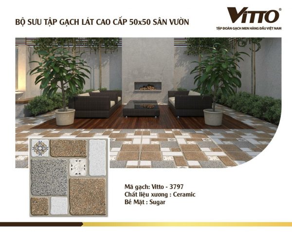 Phối cảnh Gạch lát nền 50x50 Vitto 3797