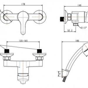Vòi tắm gắn tường American Standard Concept WF-1412