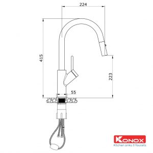 Vòi rửa bát rút dây Konox Ponte Nickel