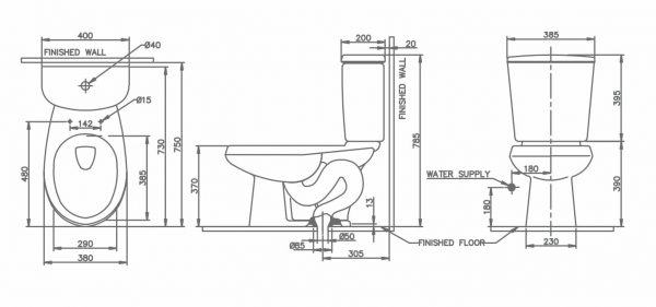 Bàn cầu hai khối Nahm ESTAFAN SVP2280S400N01