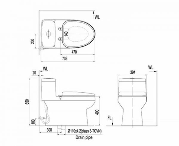 Bồn cầu bệt Tokado AC 939 TKD