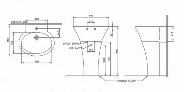 Chậu rửa mặt Lavabo chân dài Nahm AKA SVP2480WP00N01