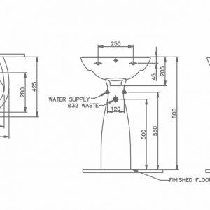 Chậu rửa mặt Lavabo chân dài Nahm DERBY (Cỡ nhỏ)