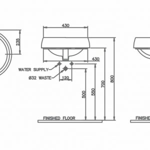 Chậu rửa mặt Lavabo chân lửng Nahm NUR SVW27004300N01