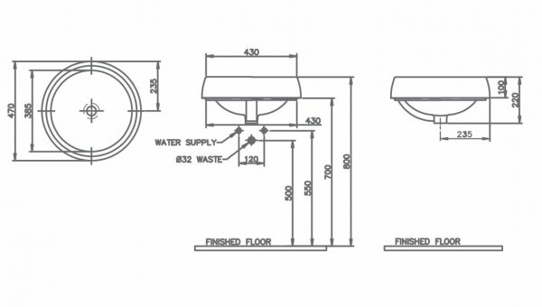 Chậu rửa mặt Lavabo chân lửng Nahm NUR SVW27004300N01