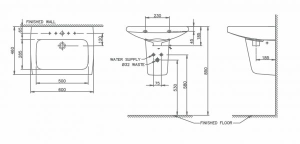 Chậu rửa mặt Lavabo chân lửng Nahm NUVO SVW2320605XN01