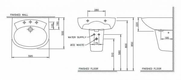 Chậu rửa mặt Lavabo chân lửng Nahm SAVAL SVW27106030N01