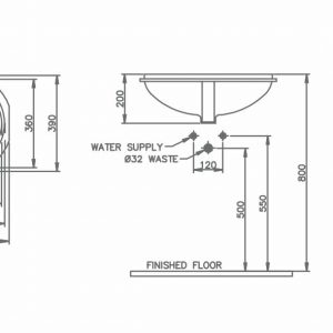 Chậu rửa mặt Lavabo đặt âm bàn Nahm BE SVW2050550XN01