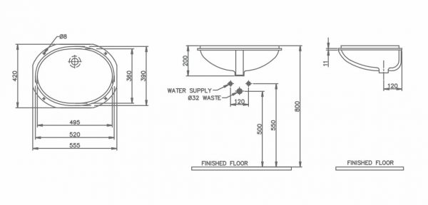 Chậu rửa mặt Lavabo đặt âm bàn Nahm BE SVW2050550XN01