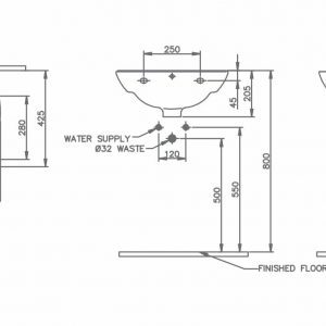 Chậu rửa mặt Lavabo treo tường Nahm DERBY (Cỡ nhỏ) SVW2100505XN01